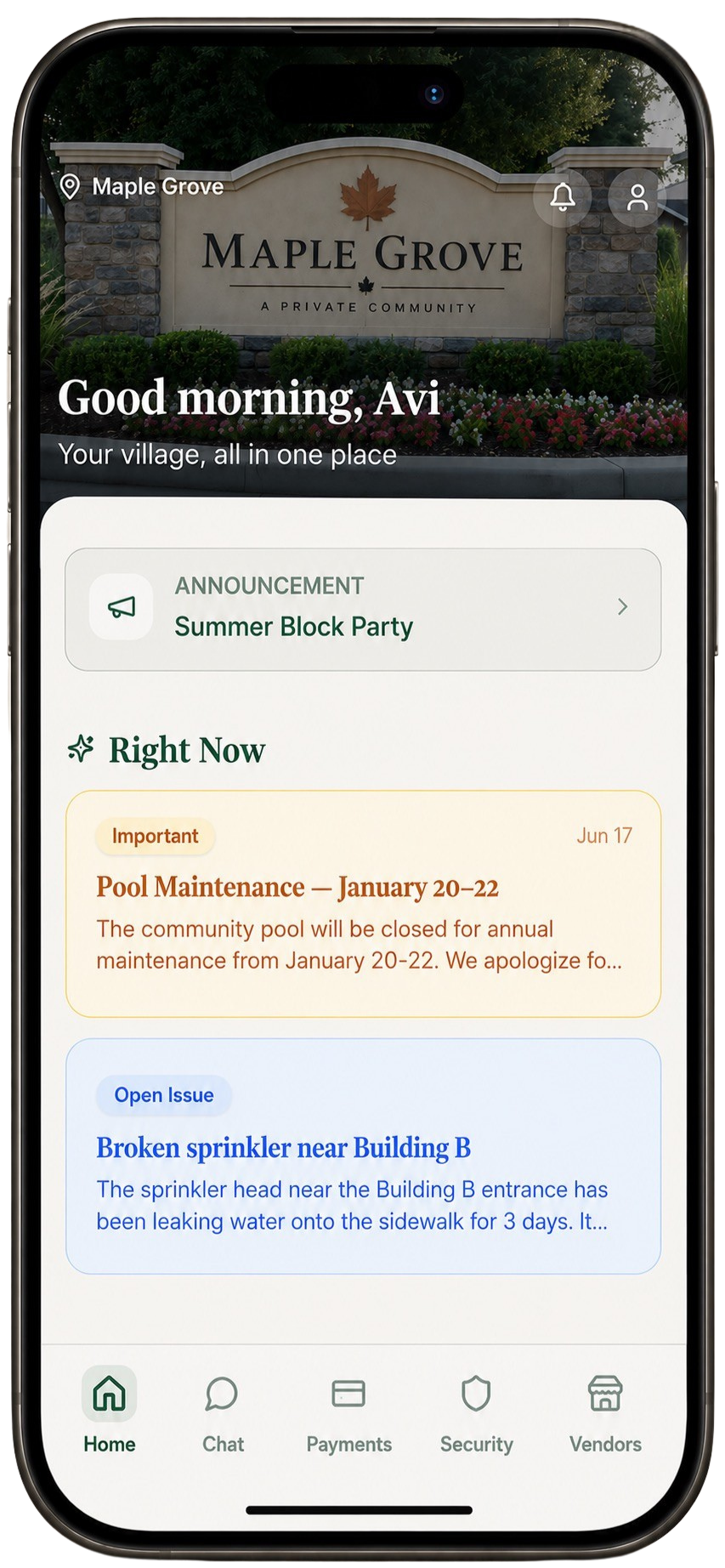 The Vilij app home screen on an iPhone
